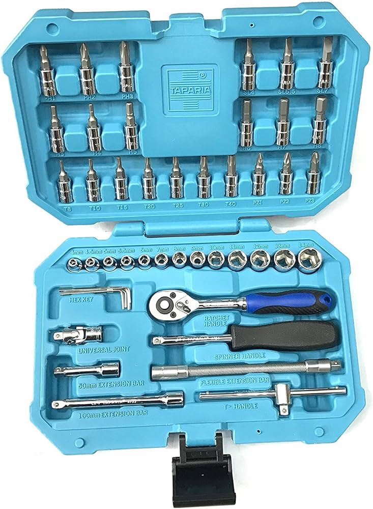 Taparia 1/4 Dr. Socket Set 46 Pcs in Blow Moulding Box (SA 46)